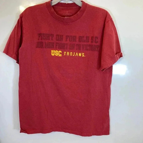 ESPN U Other - USC Trojans Red Short Sleeve Shirt Unisex Sz M Fight On for Old SC Logo
